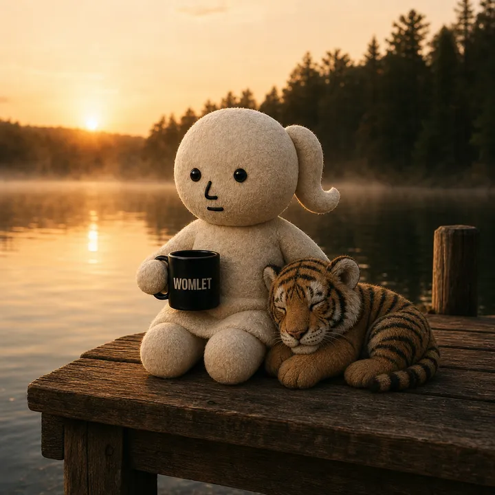 Womlet scene: lake dock, sunrise